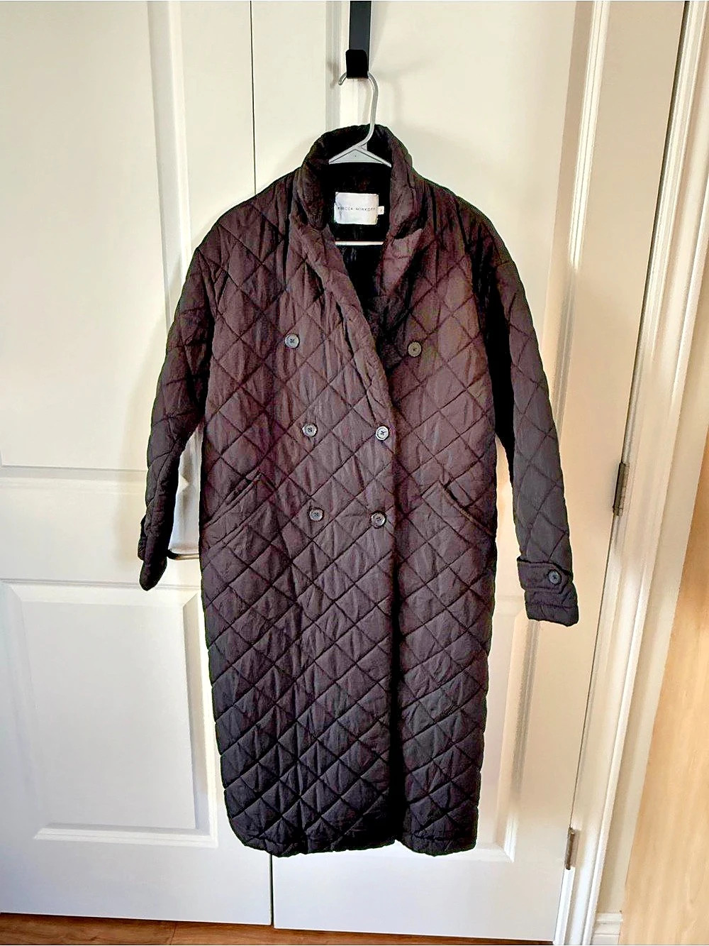 Rebecca Minkoff Diamond Quilted Trench Coat Black Small